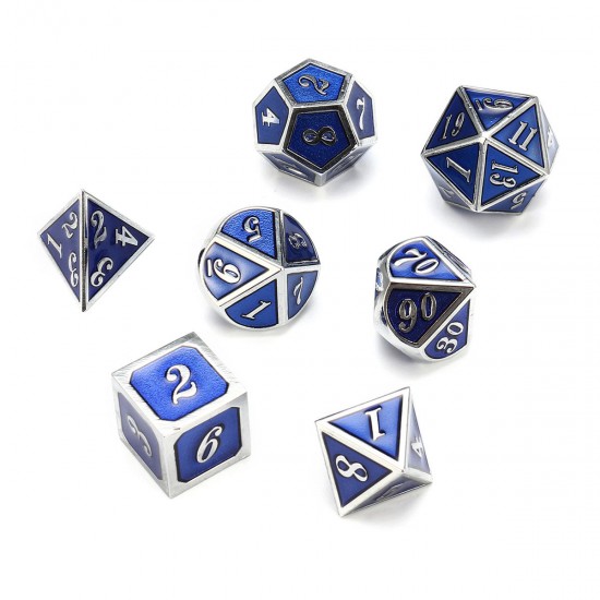 7pcs Zinc Alloy Multisided Dices Set Enamel Embossed Heavy Metal Polyhedral Dice With Bag