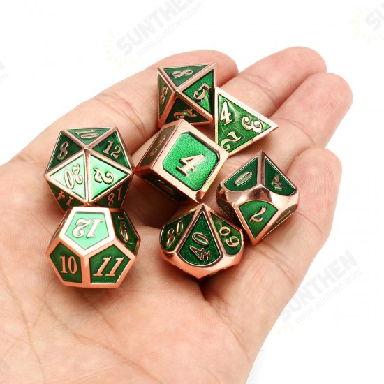 7pcs Zinc Alloy Multisided Dices Set Enamel Embossed Heavy Metal Polyhedral Dice With Bag