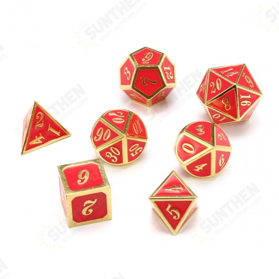 7pcs Zinc Alloy Multisided Dices Set Enamel Embossed Heavy Metal Polyhedral Dice With Bag