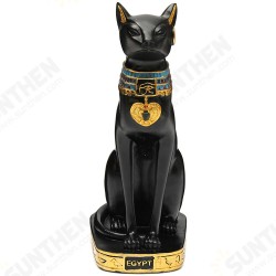 9.6inch Resin Vintage Egyptian Bastet Goddess Figurine Black Cat Pharaoh Statue Epoxy 9.6inch Resin Vintage Egyptian Bastet Goddess Figurine Black Cat Pharaoh Statue Epoxy