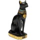 9.6inch Resin Vintage Egyptian Bastet Goddess Figurine Black Cat Pharaoh Statue Epoxy