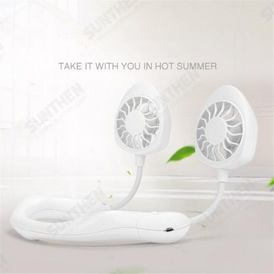 ABS Portable Mini Fan Hands Li-ion Battery USB Rechargable Hanging Neck Personal Sport Fan Mini Air Fan