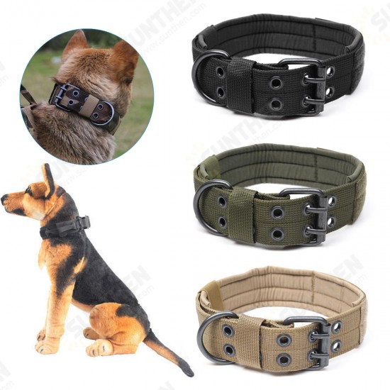 Adjustable Training Dog Collar Nylon Tactical Dog Collar Military With Metal D Ring Buckle