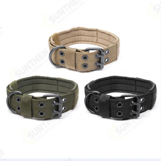 Adjustable Training Dog Collar Nylon Tactical Dog Collar Military With Metal D Ring Buckle