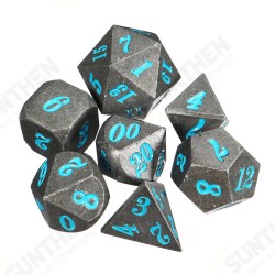 Antique Metal 7 Pcs Multisided Dice Heavy Metal Polyhedral Dices Set w/ Bag Antique Metal 7 Pcs Multisided Dice Heavy Metal Polyhedral Dices Set w/ Bag