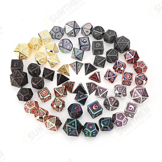 Beutiful Color Metal Polyhedral Dice Multi-side Dice Set For DND RPG MTG Role Playing Board Game With Cloth Bag