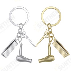 Creative Keychain Alloy Stylist Hair Dryer Scissor Comb Dangle Pendant Key Ring Artware Gift Creative Keychain Alloy Stylist Hair Dryer Scissor Comb Dangle Pendant Key Ring Artware Gift