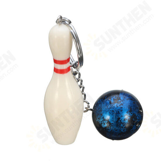 EDC Gadgets Keychain Mini Bowling Pin and Ball Keychain Key Ring Keyfob