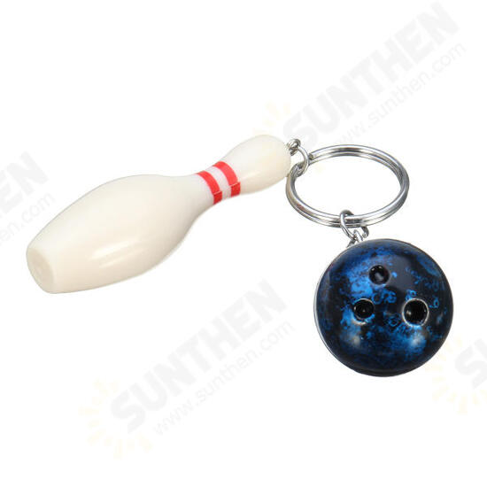 EDC Gadgets Keychain Mini Bowling Pin and Ball Keychain Key Ring Keyfob