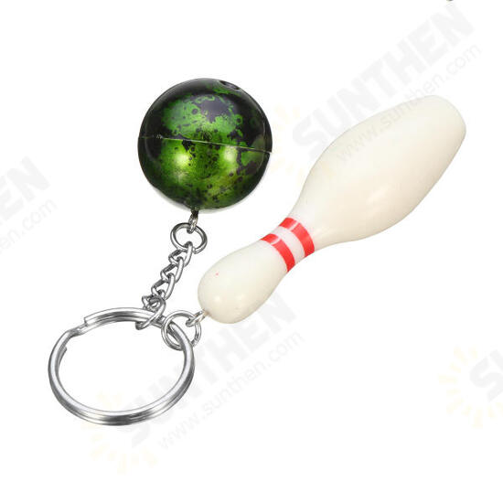 EDC Gadgets Keychain Mini Bowling Pin and Ball Keychain Key Ring Keyfob