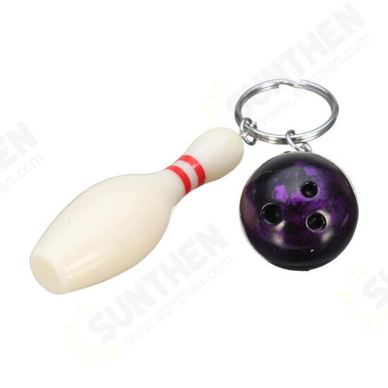 EDC Gadgets Keychain Mini Bowling Pin and Ball Keychain Key Ring Keyfob