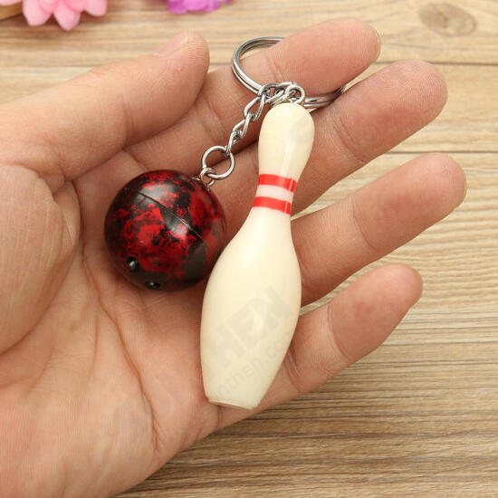 EDC Gadgets Keychain Mini Bowling Pin and Ball Keychain Key Ring Keyfob