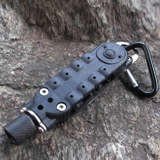 EDC Multifunctional Climbing Carabiner Paracord Buckle Screwdriver Flashlight Wrench Tool