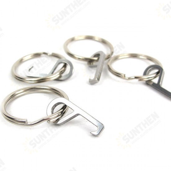 Mini Stainless Steel Hook Bottle Opener EDC Gadget with Key Ring