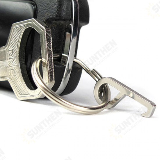 Mini Stainless Steel Hook Bottle Opener EDC Gadget with Key Ring