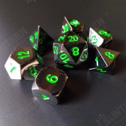 New Metal Polyhedral Dice with Bag Green Red 7 Piece Metal Set DnD RPG New Metal Polyhedral Dice with Bag Green Red 7 Piece Metal Set DnD RPG