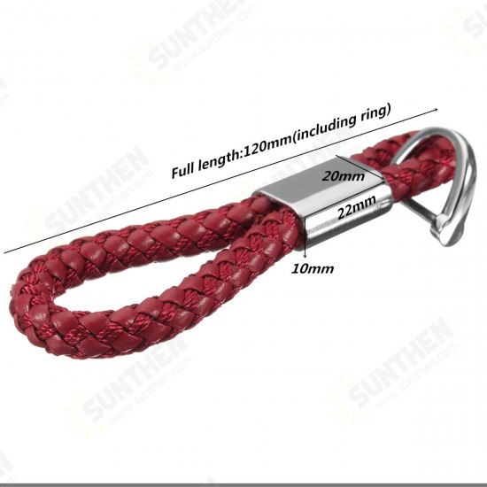 PU Leather Braided Strap Key Chain Stainless Key ring 7 Different Colors PU Leather Braided Strap Key Chain Stainless Key ring 7 Different Colors