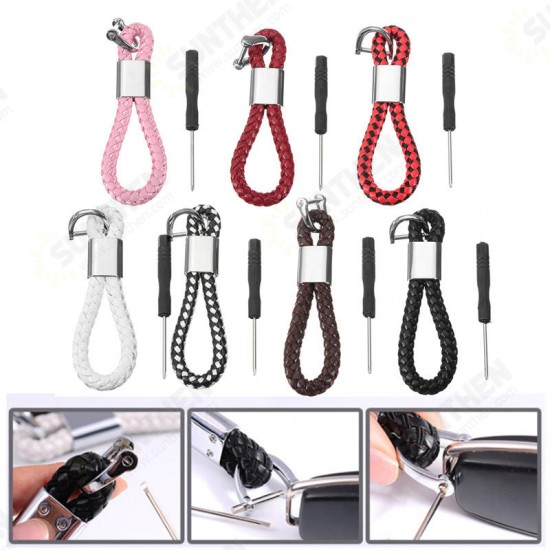 PU Leather Braided Strap Key Chain Stainless Key ring 7 Different Colors PU Leather Braided Strap Key Chain Stainless Key ring 7 Different Colors