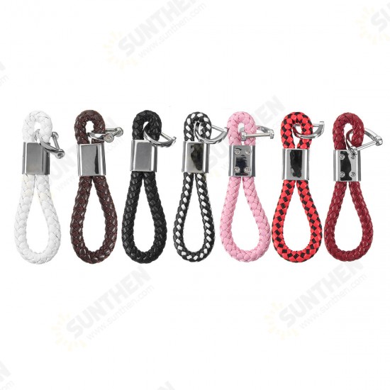 PU Leather Braided Strap Key Chain Stainless Key ring 7 Different Colors PU Leather Braided Strap Key Chain Stainless Key ring 7 Different Colors