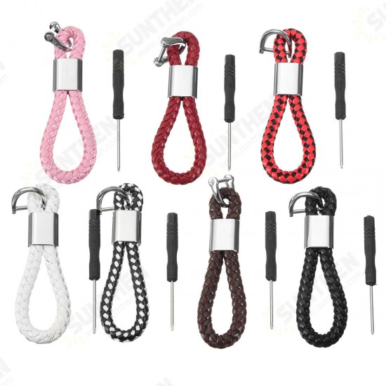 PU Leather Braided Strap Key Chain Stainless Key ring 7 Different Colors PU Leather Braided Strap Key Chain Stainless Key ring 7 Different Colors