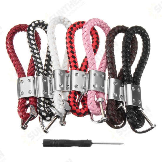 PU Leather Braided Strap Key Chain Stainless Key ring 7 Different Colors PU Leather Braided Strap Key Chain Stainless Key ring 7 Different Colors
