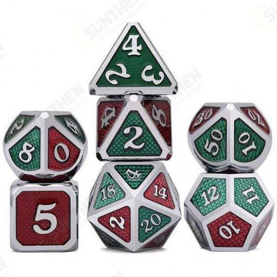 Polyhedral Dices Metal Dice Set Role Playing Dragon Table Game With Cloth Bag Bar Party Game Dice