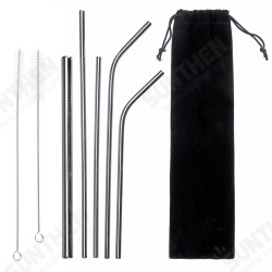 Portable Metal Straw Set 304 Stainless Steel Straws Reusable Metal Drinking Straws With Cleaning Brushes Pounch Portable Metal Straw Set 304 Stainless Steel Straws Reusable Metal Drinking Straws With Cleaning Brushes Pounch