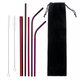 Portable Metal Straw Set 304 Stainless Steel Straws Reusable Metal Drinking Straws With Cleaning Brushes Pounch