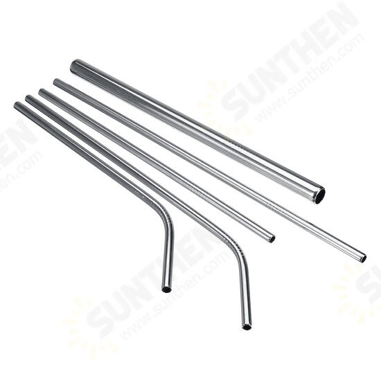 Portable Metal Straw Set 304 Stainless Steel Straws Reusable Metal Drinking Straws With Cleaning Brushes Pounch