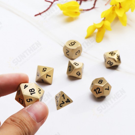 Pure Copper Polyhedral Dices Set Metal Role Playing Game Dice Gadget for Dungeons Dragon Games Gift