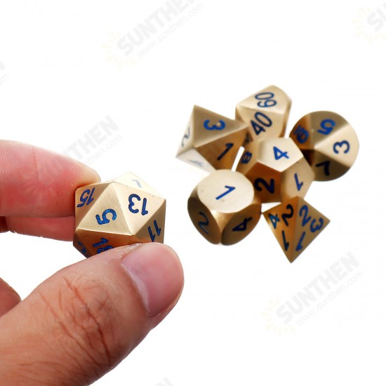 Pure Copper Polyhedral Dices Set Metal Role Playing Game Dice Gadget for Dungeons Dragon Games Gift