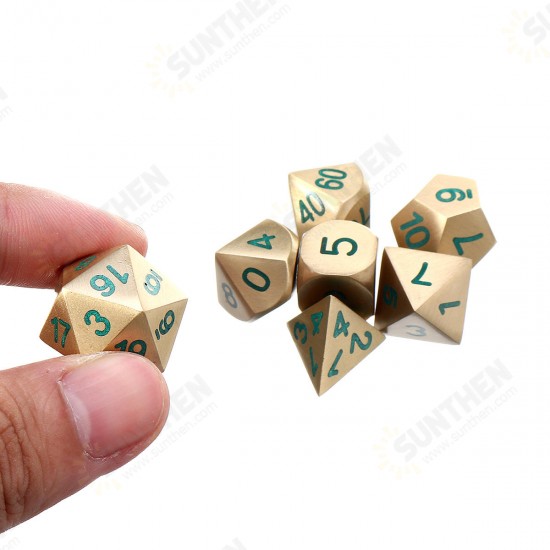 Pure Copper Polyhedral Dices Set Metal Role Playing Game Dice Gadget for Dungeons Dragon Games Gift