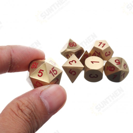 Pure Copper Polyhedral Dices Set Metal Role Playing Game Dice Gadget for Dungeons Dragon Games Gift