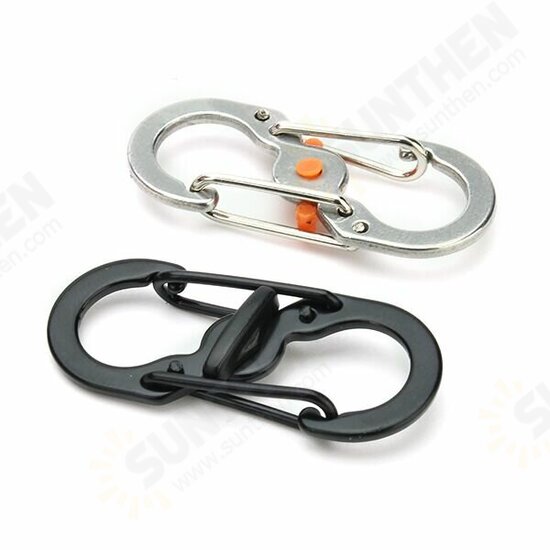 S Shape Plastic Steel Anti Theft Carabiner Keychain Hook Clip EDC Tool