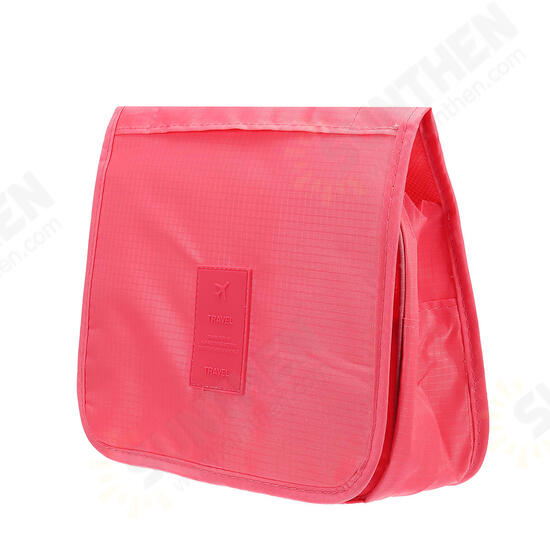 Solid Color Foldable Travel Bag for Toiletries Hanging Toiletry Bag Portable Finishing Cosmetic Bag