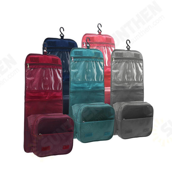 Solid Color Foldable Travel Bag for Toiletries Hanging Toiletry Bag Portable Finishing Cosmetic Bag