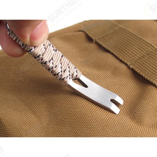 Stainless Steel Crowbar Crank-shaped Blade Wire Winder Nail Puller Keychain With Rope