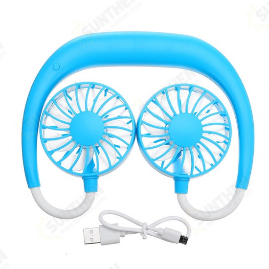 USB Neckband Fan 2nd Aromatherapy Handfree Personal Fan Mini Neck Double Fans Wearable Portable Mini Fan