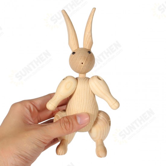 Wood Carving Miss Rabbit Figurines Joints Puppets Animal Art Home Decoration Crafts