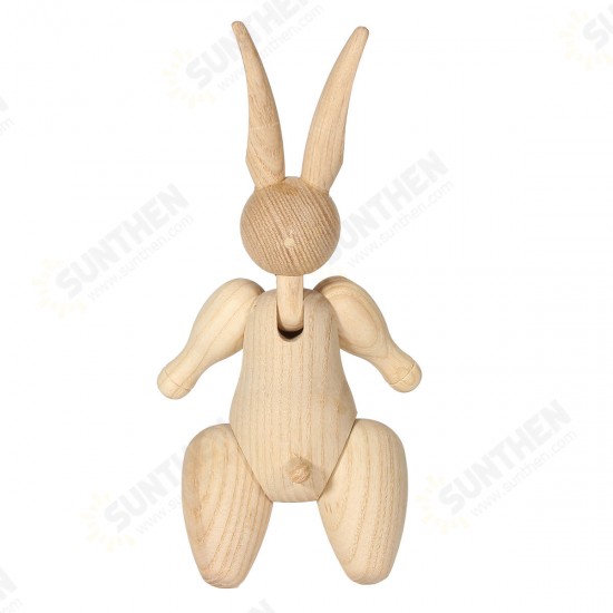 Wood Carving Miss Rabbit Figurines Joints Puppets Animal Art Home Decoration Crafts