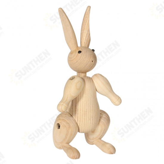 Wood Carving Miss Rabbit Figurines Joints Puppets Animal Art Home Decoration Crafts