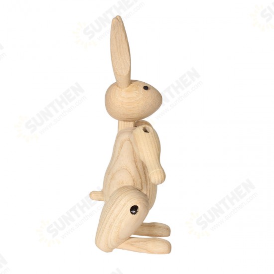 Wood Carving Miss Rabbit Figurines Joints Puppets Animal Art Home Decoration Crafts