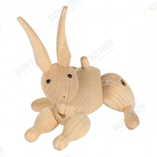 Wood Carving Miss Rabbit Figurines Joints Puppets Animal Art Home Decoration Crafts