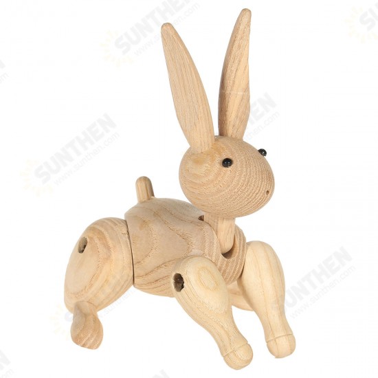 Wood Carving Miss Rabbit Figurines Joints Puppets Animal Art Home Decoration Crafts