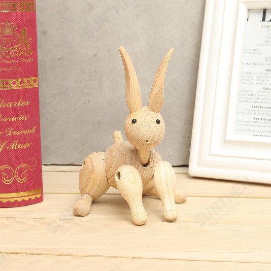 Wood Carving Miss Rabbit Figurines Joints Puppets Animal Art Home Decoration Crafts