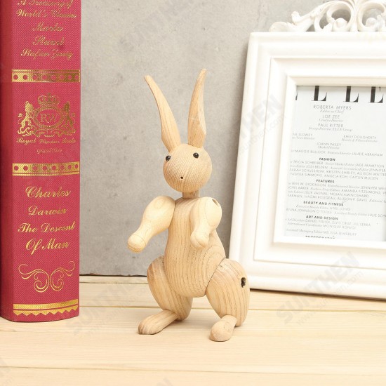 Wood Carving Miss Rabbit Figurines Joints Puppets Animal Art Home Decoration Crafts