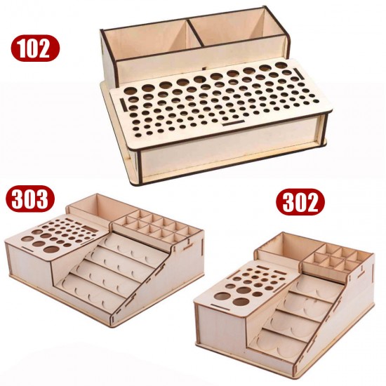 Wooden Pigment Paint Bottles Rack Organizer Epoxy Tool Storage Model Box