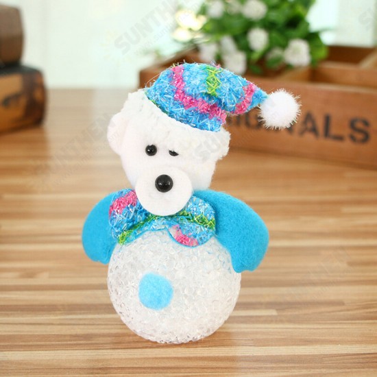 10*12CM Lovely Christmas Luminous Pendant Dolls Santa Claus/Snowman/Bear/elk Christmas Home Decoration