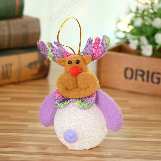 10*12CM Lovely Christmas Luminous Pendant Dolls Santa Claus/Snowman/Bear/elk Christmas Home Decoration