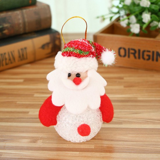 10*12CM Lovely Christmas Luminous Pendant Dolls Santa Claus/Snowman/Bear/elk Christmas Home Decoration